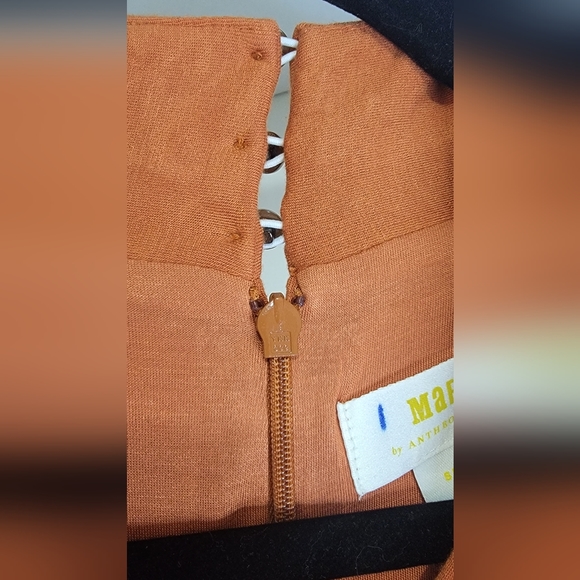 Maeve by Anthropologie Dress Midi Burnt Orange Janou twisted waist sleeveless S - Picture 8 of 10